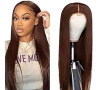 AiPliantfis Real Hair Wig Women's Glueless Wig Human Hair Wig Straight #4 Chocolate Brown 4x1 Lace Natural Hairline with Baby Hair Blenched Knots Minimal Smell Minimal Tangle for Women 32 Inches