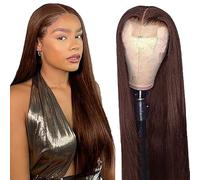 AiPliantfis Real Hair Wig Women's Glueless Wig Human Hair Wig Straight #4 Chocolate Brown 4x1 Lace Natural Hairline with Baby Hair Blenched Knots Minimal Smell Minimal Tangle for Women 12 Inches