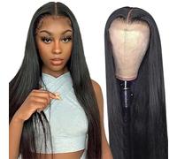 AiPliantfis Real Hair Wig Women's Glueless Wig Human Hair Wig Straight Natural Brazilian with Baby Hair Natural Black 4x4 Lace Grade 8A Unprocessed Virgin Remy Hair 30 Inches