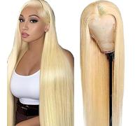 AiPliantfis Straight Human Hair Wig, Blonde Real Hair Wig, Women's 4x4 Lace Glueless Wig, Wear and Go 613 Blonde, Pre-Plucked, 150% Density, Unprocessed Brazilian Remy Hair, 12 Inches (30