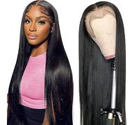 AiPliantfis Straight Human Hair Wig Natural Black Real Hair Women's 13 x 6 Lace Glueless Wig Wear and Go Pre Plucked 150% Density Unprocessed Brazilian Remy Hair 22 Inches