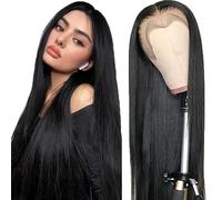 AiPliantfis Straight Human Hair Wig Natural Black Real Hair Women's 13 x 6 Lace Glueless Wig Wear and Go Pre Plucked 150% Density Unprocessed Brazilian Remy Hair 20 Inches / 51 cm
