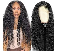 AiPliantfis Water Wave Human Hair Wig 13 x 6 Real Hair Wig Women's Glueless Human Hair with Natural Hairline Free Part Bleached Knot Brazilian Remy Hair 24 Inches (61 cm)