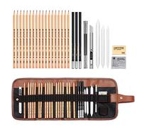 AIPLUX Sketching Pencil Set, 29 Piece Professional Sketching & Drawing Art Kit with Carrying Bag for Artist, Kids, Beginners - Includes Graphite Pencils, Charcoal Pencils, Paper Erasable Pen etc