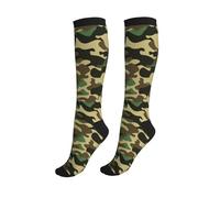 aipoase Compression Socks Knee High Circulation Support Socks For Women Men Athletic Running Hiking Cycling, Camo, One Size