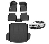 AIPOIL® Floor Mats & Cargo Liner Custom for 2019-2023 Volkswagen Jetta Fits 1st & 2nd Row丨TPE All Weather Protection Anti-Slip Automotive Floor Liners丨Full Set Automobile mats Accessories, Black
