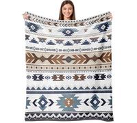 Aipon Boho Aztec Throw Blanket 50"x 60", Western Indian Native American Blanket Southwestern Decor, White Brown Soft Cozy Lightweight Throws Blankets Gifts for Women Men Couch Bed Sofa Chair