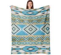 Aipon Boho Aztec Throw Blanket 60"x 80", Western Indian Native American Blanket Southwestern Decor, Teal Soft Cozy Lightweight Throws Blankets Gifts for Women Men Couch Bed Sofa Chair
