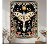 Aipon Boho Moth Tapestry Vintage Floral Flowers Tapestries Aesthetic Retro Mushroom Tapestries for Bedroom Sun and Moon Indie Small Tapestry Wall Hanging for Living Room Dorm 40 x 30 Inch