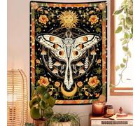 Aipon Orange Moth Tapestry Boho Retro Floral Flowers Tapestries Aesthetic Vintage Mushroom Tapestries Bedroom Indie Vertical Tapestry Wall Hanging for Living Room Dorm (44.00'' × 60.00'', Orange)