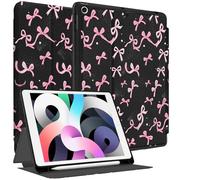 Aippdo Compatible for iPad 7th/8th/9th Generation 10.2 Inch Case 2021/2020/2020,Aesthetic Bows Black Cover (Auto Wake/Sleep) with Pencil Holder for Women Girls