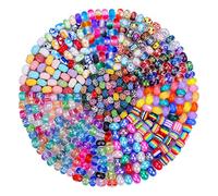 Aipridy 500 Pcs Large Hole European Beads, Craft Supplies Kit，Assorted Mixed Color Lampwork Spacer Beads for DIY Bracelet Jewelry Making (500, Mixed)