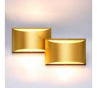 Aipsun Gold Wall Sconce Indoor Wall Lights Set of 2 Up and Down Wall Mount Light for Living Room Bedroom Hallway Corridor Conservatory Cool Warm 3000K(with G9 Bulbs)