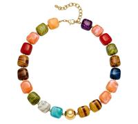 Aiptosy Colorful Beaded Choker Necklace for Women Boho Chunky Statement Necklaces Fashion Trendy Multicolor Large Square Resin Beads Necklace, Gifts for Vacation Holiday