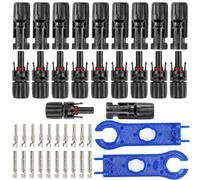 Aiqeer 10 Pairs Solar Panel Cable Connector, Solar Photovoltaic Connector Male Female Connector with 2 Pieces Solar Connector Spanner (Black)