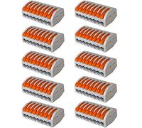 Aiqeer 10 Pcs PCT-218 Lever-Nut Wire Connectors, 8 Ports Conductor Compact Wire Connectors, Cable Clamp Terminal Block Quick Spring Connector