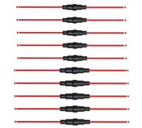 Aiqeer 10 Pieces 32V 20A Black Inline Glass Tube Fuse Holders Set, Car AGC Glass Fuse Holder with 16 AWG Wire (5 Pieces 5 X 20 mm + 5 Pieces 6 X 30 mm)