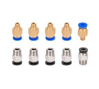 Aiqeer 10 Pieces 3D Printer Pneumatic Connector Set (5 Pieces PC4-M6 Pneumatic Quick Fitting and 5 Pieces PC4-M10 Pneumatic Straight Fitting)