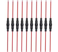 Aiqeer 10 Pieces 6 X 30 mm 32V 20A Inline Glass Tube Fuse Holders, Car AGC Glass Fuse Holder with 16 AWG Wire (Black)