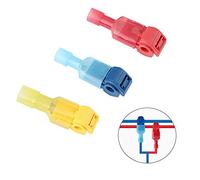 Aiqeer 100 Pcs (50 Pairs) T-Tap Self-Stripping Electrical Connectors Set, Quick Splice T-Tap Wire Terminal Block, Fully Insulated Male Spade Connector (Red, Blue, Yellow)