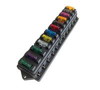 Aiqeer 12 Way Car Blade Fuse Block, Universal Standard Fuse Holder with Damp-Proof Cover, 12V / 24V / 32V / 48V for Truck, Boat, Marine