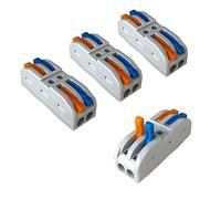 Aiqeer 16 Pcs SPL-2 Lever-Nut Wire Connectors, 2 in 2 out 4 Ports Conductor Compact Wire Connectors, Cable Clamp Terminal Block Quick Spring Connector (Multicolor Lever)