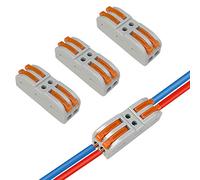 Aiqeer 16 Pcs SPL-2 Lever-Nut Wire Connectors, 2 in 2 Out 4 Ports Conductor Compact Wire Connectors, Cable Clamp Terminal Block Quick Spring Connector