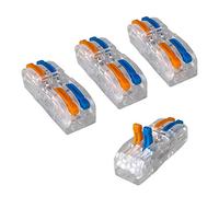 Aiqeer 16 Pcs SPL-2 Lever-Nut Wire Connectors, 2 in 2 out 4 Ports Transparent Conductor Compact Wire Connectors, Cable Clamp Terminal Block Quick Spring Connector (Multicolor Lever)
