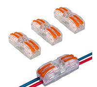 Aiqeer 16 Pcs SPL-2 Lever-Nut Wire Connectors, 2 in 2 out 4 Ports Transparent Conductor Compact Wire Connectors, Cable Clamp Terminal Block Quick Spring Connector