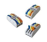 Aiqeer 16 Pcs SPL-3 Lever-Nut Wire Connectors, 3 in 3 out 6 Ports Conductor Compact Wire Connectors, Cable Clamp Terminal Block Quick Spring Connector (Multicolor Lever)