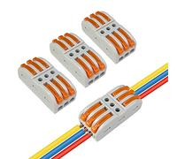 Aiqeer 16 Pcs SPL-3 Lever-Nut Wire Connectors, 3 in 3 Out 6 Ports Conductor Compact Wire Connectors, Cable Clamp Terminal Block Quick Spring Connector