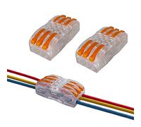 Aiqeer 16 Pcs SPL-3 Lever-Nut Wire Connectors, 3 in 3 out 6 Ports Transparent Conductor Compact Wire Connectors, Cable Clamp Terminal Block Quick Spring Connector