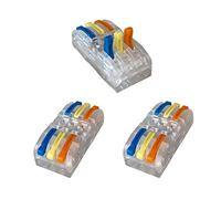 Aiqeer 16 Pcs SPL-3 Lever-Nut Wire Connectors, 3 in 3 out 6 Ports Transparent Conductor Compact Wire Connectors, Cable Clamp Terminal Block Quick Spring Connector (Multicolor Lever)