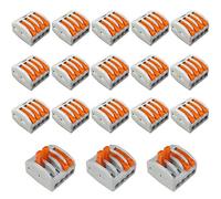 Aiqeer 18 Pcs PCT-214 Lever-Nut Wire Connectors, 4 Ports Conductor Compact Wire Connectors, Cable Clamp Terminal Block Quick Spring Connector