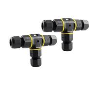Aiqeer 2 Pieces 3-Way Outdoor Waterproof Cable Connector, IP68 Waterproof Outdoor Cable Connector Junction Box, Suitable for 5~9 mm Diameter Cables (Screw Type)