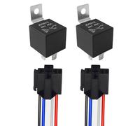 Aiqeer 2 Pieces 4 Pin Car Relay, 24V 40A SPST Automotive Relay with Harness Socket and Pre-Wired (Black)