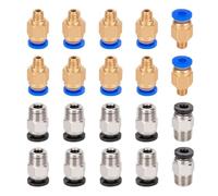Aiqeer 20 Pieces 3D Printer Pneumatic Connector Set (10 Pieces PC4-M6 Pneumatic Quick Fitting and 10 Pieces PC4-M10 Pneumatic Straight Fitting)