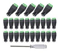 Aiqeer 25 Pcs 12V/24V 5.5 X 2.1 mm DC Power Connector Adapter, Female Power Jack Socket, DC Screw Terminal Plug Connector for CCTV Camera LED Strip (Green)