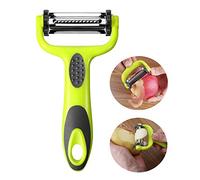Aiqeer 3 in 1 Multifunction Peeler, Vegetable Peeler, Fruit Peeler, Swivel Peeler, Carrot Peeler, Potato Peeler, with 3 Rotatable Blades and Ergonomically Non-Slip Handle (Green)