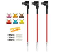 Aiqeer 3 Pieces 12V / 24V Low-Profile Add-a-Circuit Fuse Taps, Car Piggy Back Fuse Holder with Wire Harness, Free 6 Pieces Micro Blade Fuses and Fuse Puller (Butt Terminal)