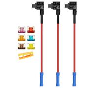 Aiqeer 3 Pieces 12V / 24V Low-Profile Piggy Back Fuse Holders, Car Add-a-Circuit Fuse Tap with Wire Harness, Free 6 Pieces Micro Blade Fuses and Fuse Puller (Crimp Terminal)