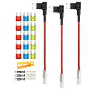 Aiqeer 3 Pieces 12V / 24V Small Add-a-Circuit Fuse Taps, Car Piggy Back Fuse Holder with Wire Harness, Free 15 Pieces Mini Blade Fuses and Fuse Puller (Butt Terminal)