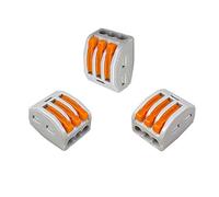 Aiqeer 30 Pcs PCT-213 Lever-Nut Wire Connectors, 3 Ports Conductor Compact Wire Connectors, Cable Clamp Terminal Block Quick Spring Connector