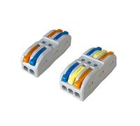 Aiqeer 30 Pcs SPL-2/SPL-3 Lever-Nut Wire Connectors Set, Conductor Compact Wire Connectors, Cable Clamp Terminal Block Quick Spring Connector (Multicolor Lever)