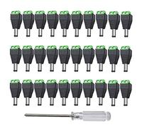 Aiqeer 30 Pieces 2.1 X 5.5 mm 12V / 24V DC Power Connector Male Plug | Solderless Screw Terminal DC Power Connector Adapter Male Plug, for CCTV Camera DVR/NVR LED Light