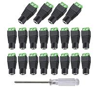 Aiqeer 40 Pcs 12V/24V 5.5 X 2.1 mm DC Power Connector Adapter, Female Power Jack Socket, DC Screw Terminal Plug Connector for CCTV Camera LED Strip (Green)