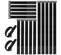 Aiqeer 40 Pcs Black Cable Straps Set, Reusable Hook and Loop Securing Straps, for Cables Management (20 cm, 30 cm, 40 cm)