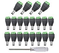 Aiqeer 50 Pcs 12V/24V 5.5 X 2.1 mm DC Power Connector Adapter, Male Power Jack Plug, DC Screw Terminal Plug Connector for CCTV Camera LED Strip (Green)
