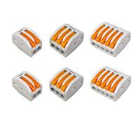 Aiqeer 50 Pcs Lever-Nut Wire Connectors Set, Conductor Compact Wire Connectors, Cable Clamp Terminal Block Quick Spring Connector (PCT-212/213/215)