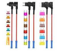Aiqeer 6 Pieces 12V / 24V Piggy Back Fuse Holders Set, Car Add-a-Circuit Fuse Tap with Wire Harness, Free 18 Pieces Blade Fuses and Fuse Puller (Crimp Terminal)